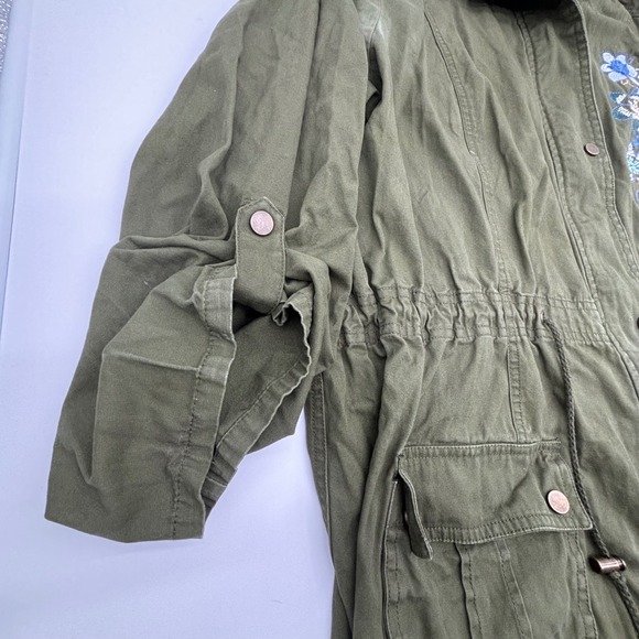 Mark. Womens 2XL Olive Green Floral Embroidered Utility Anorak Jacket Boho - Picture 8 of 13